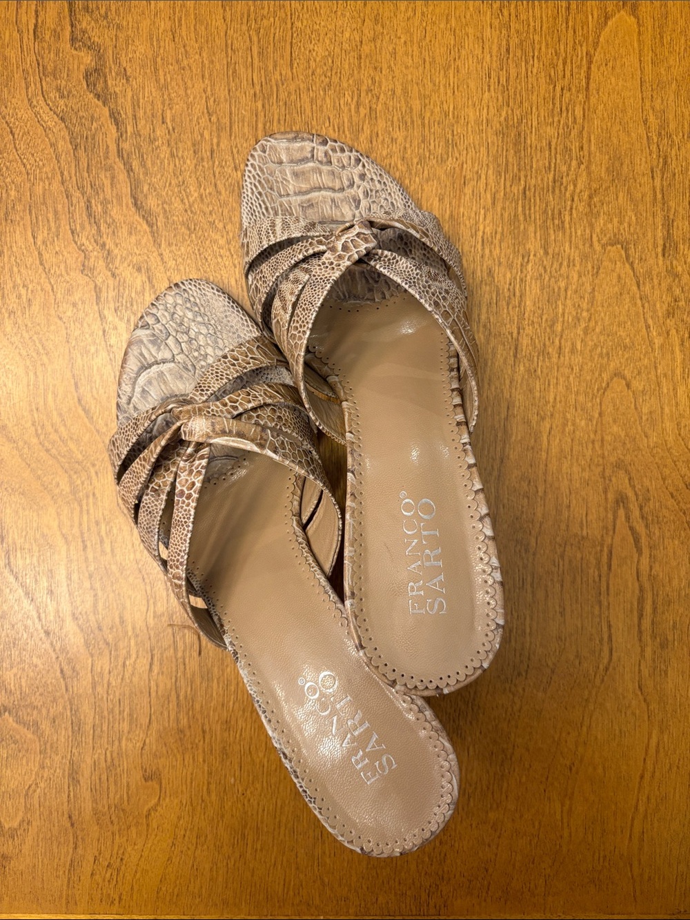 Franco Sarto Neutral Snake-Print Slide Mules